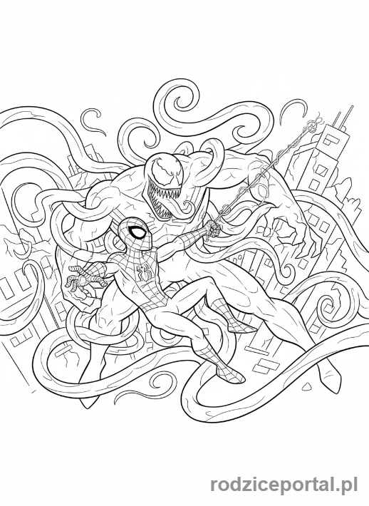 Kolorowanka Venom - Venom kontra Spider-Man