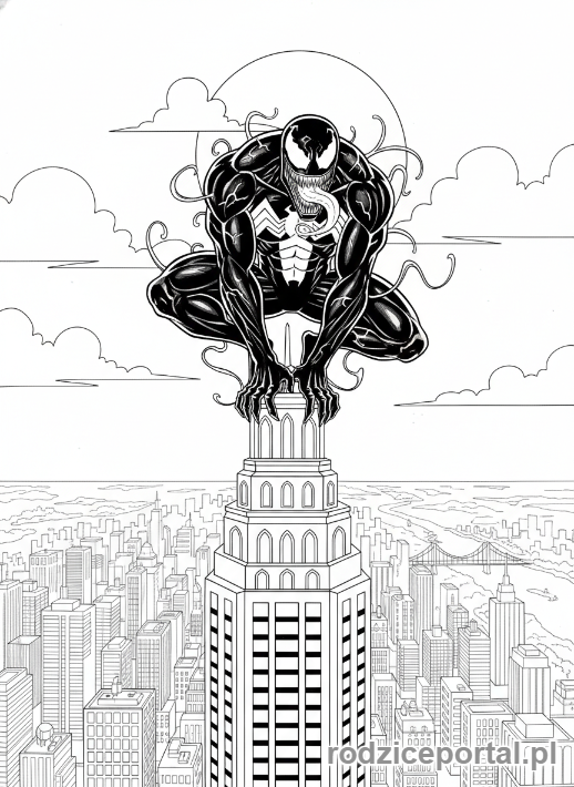 Kolorowanka Venom - Venom na drapaczu chmur