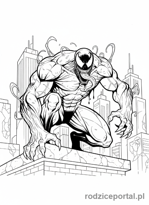 Kolorowanka Venom - Venom w groźnym przysiadzie