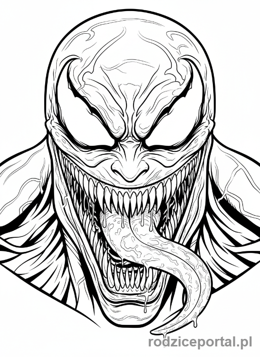 Kolorowanka Venom - Zbliżenie na twarz Venoma