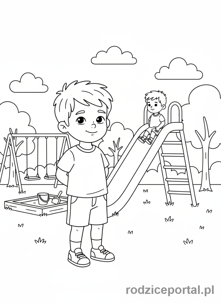 Kolorowanka Wartości - Dziecko czeka na swoja kolej.