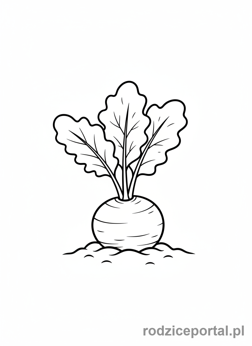 Kolorowanka Warzywa - Burak z liśćmi