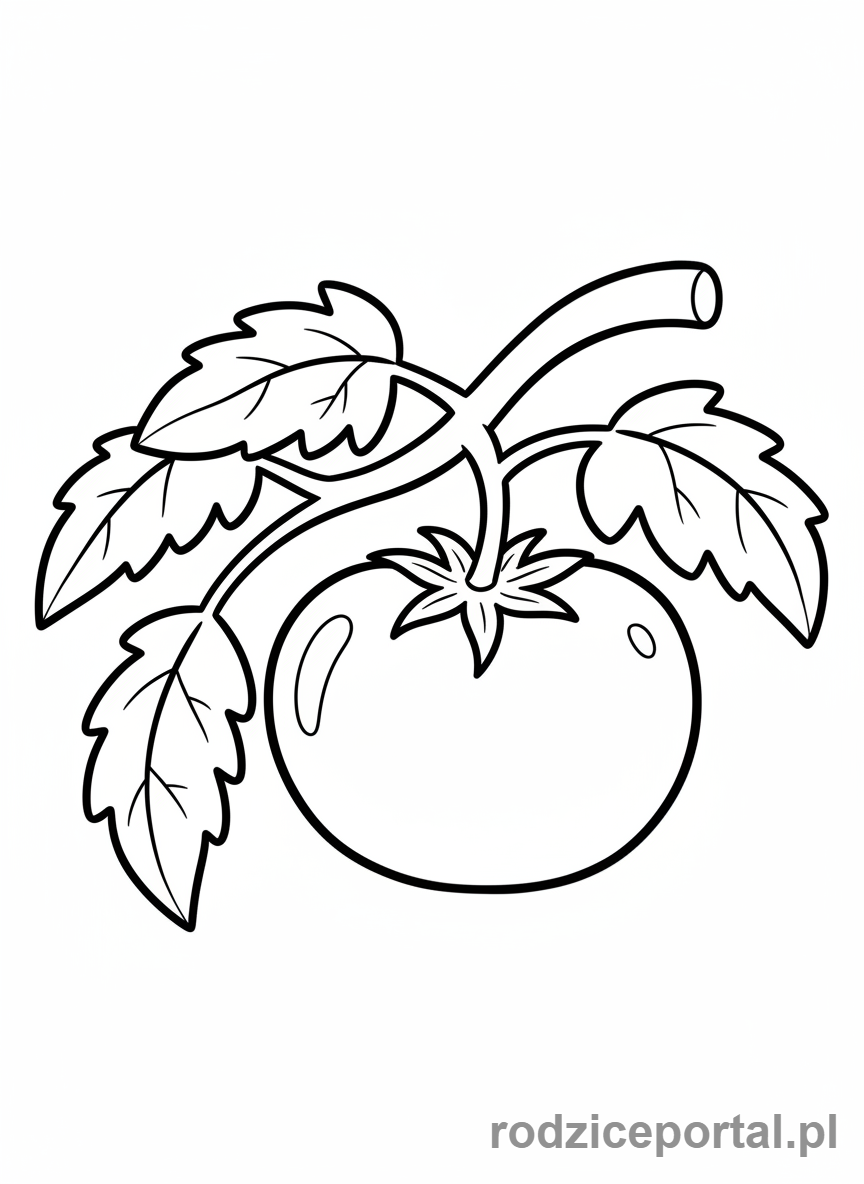 Kolorowanka Warzywa - Duży pomidor na krzaku