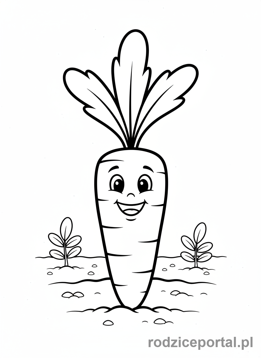 Kolorowanka Warzywa - Marchewka w ogrodzie
