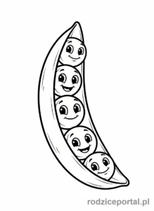 Kolorowanka Warzywa Zdrowe - Groszek-strąk