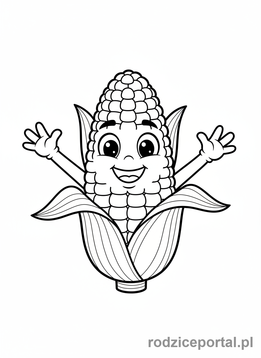 Kolorowanka Warzywa Zdrowe - Kukurydza-machajaca