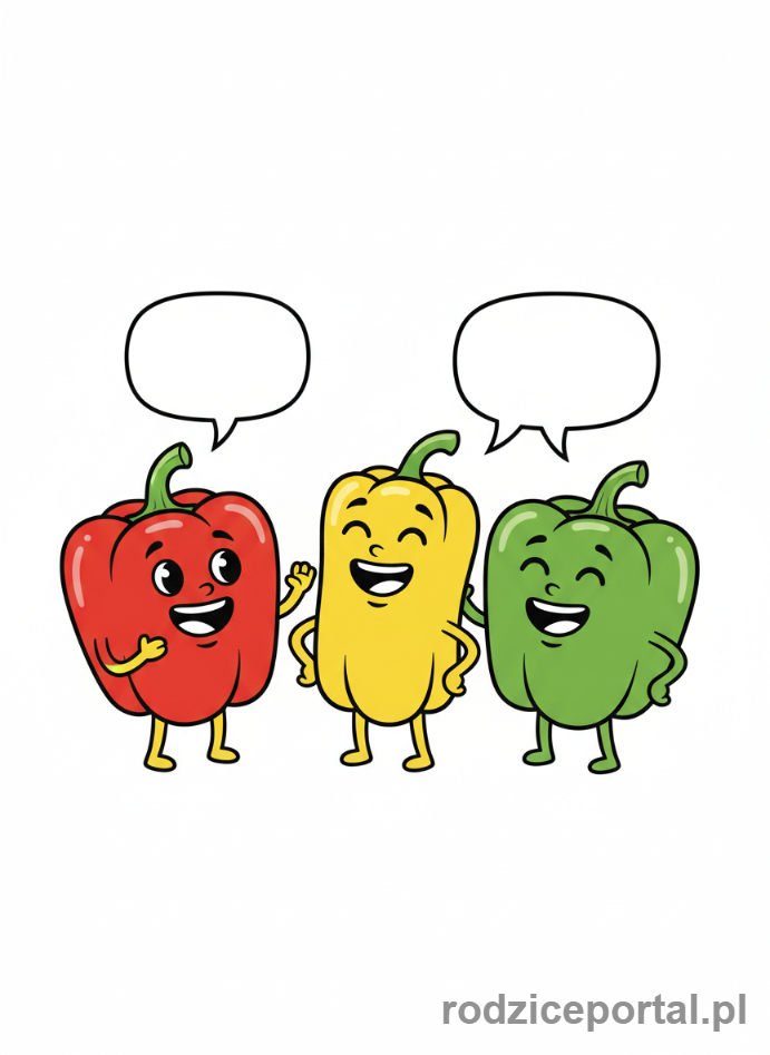 Kolorowanka Warzywa Zdrowe - Papryki-rozmawiaja