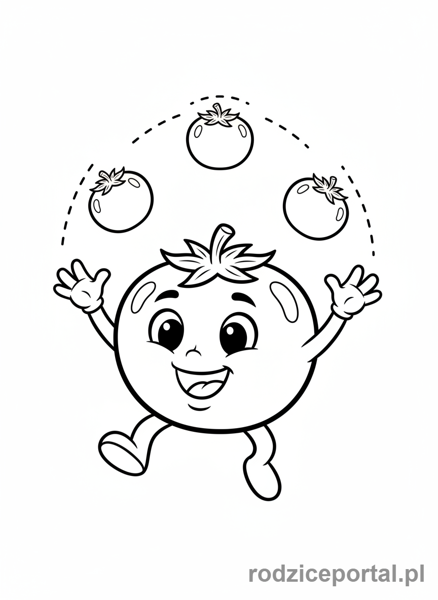 Kolorowanka Warzywa Zdrowe - Pomidor-zongler