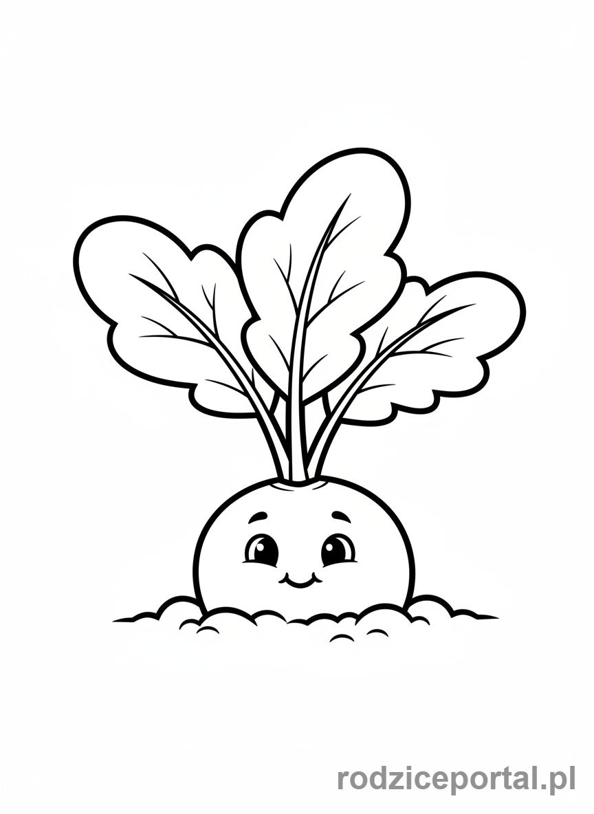 Kolorowanka Warzywa Zdrowe - Rzodkiewka-ziemia