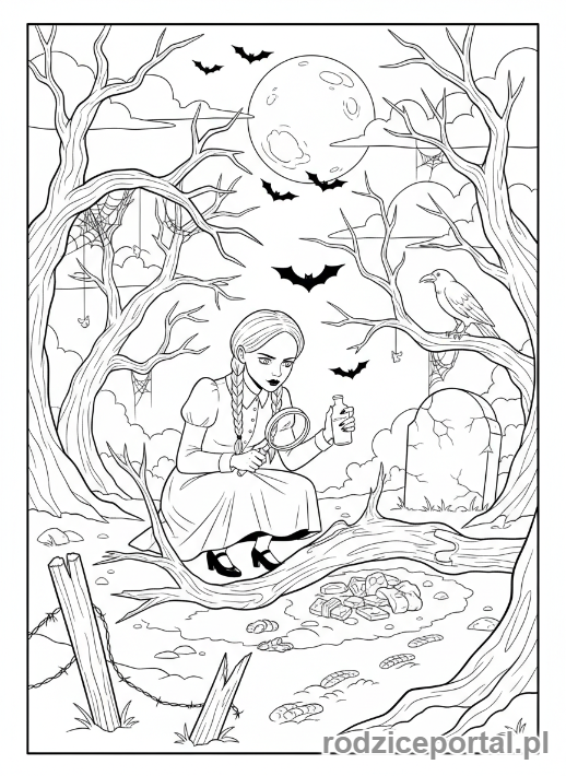 Kolorowanka Wednesday - Wednesday podczas śledztwa