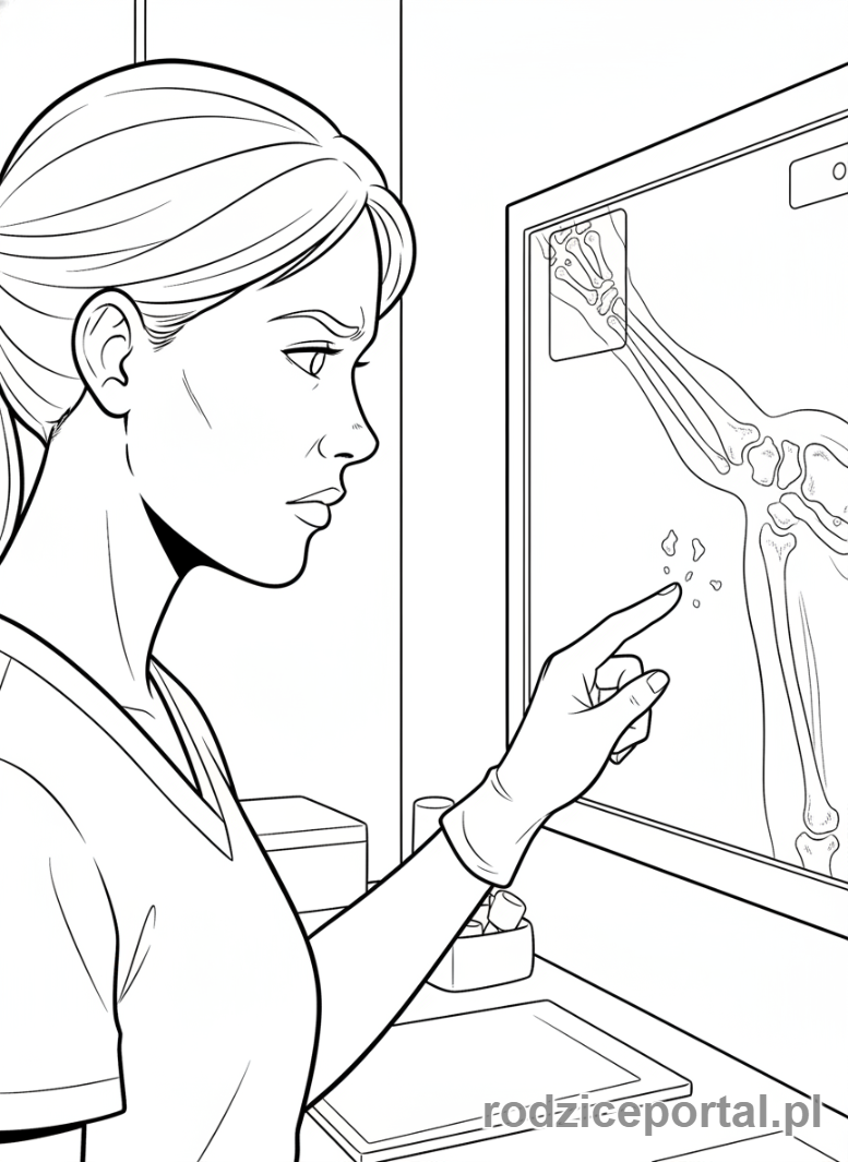 Kolorowanka Weterynarz - Weterynarz czyta RTG