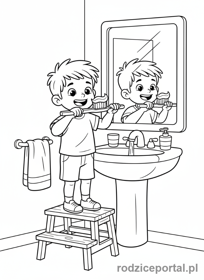 Kolorowanka Wieczorne Rytuały - Mycie zębów przed snem
