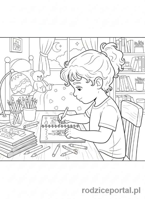 Kolorowanka Wieczorne Rytuały - Rysowanie w dzienniku