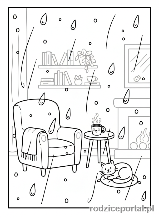 Kolorowanka Wieczorne Wyciszenie - Delikatny deszcz