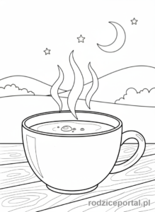 Kolorowanka Wieczorne Wyciszenie - Kubek ciepłego napoju
