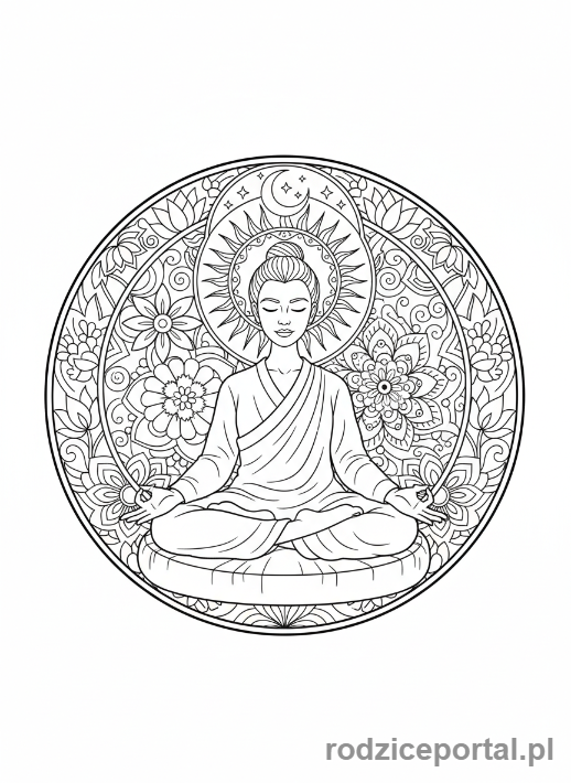 Kolorowanka Wieczorne Wyciszenie - Osoba medytująca