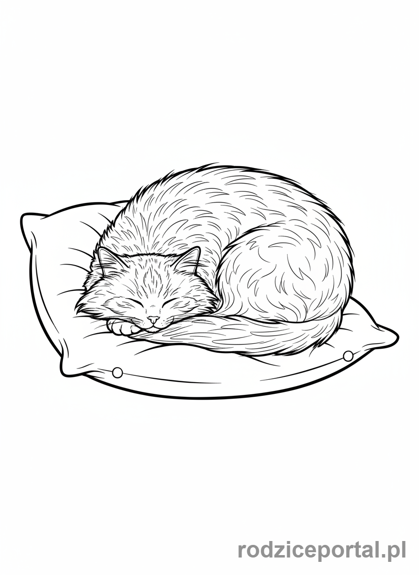 Kolorowanka Wieczorne Wyciszenie - Śpiący kot
