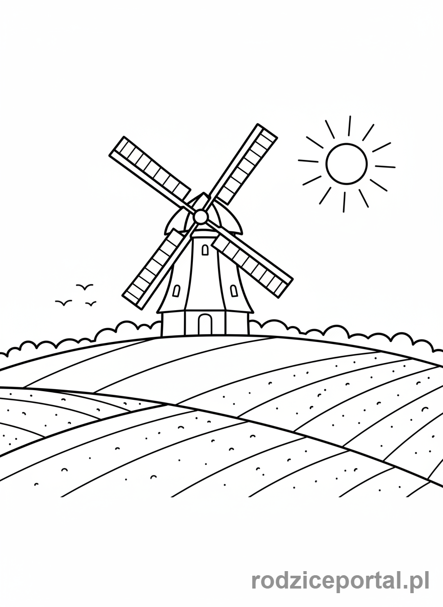 Kolorowanka Wieś - Wiatrak