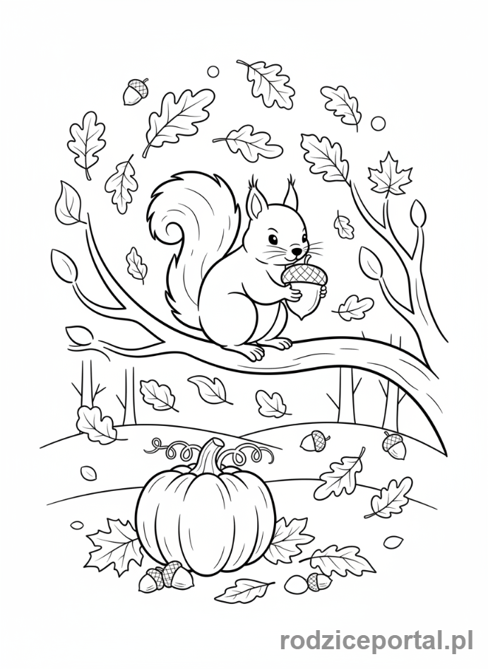 Kolorowanka Wiewiórka - Jesienna wiewiórka