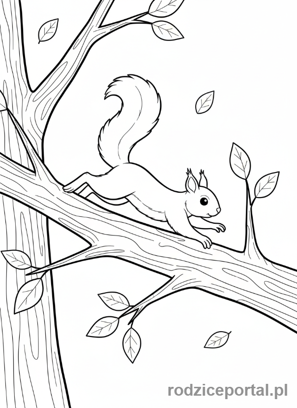 Kolorowanka Wiewiórka - Skacząca wiewiórka