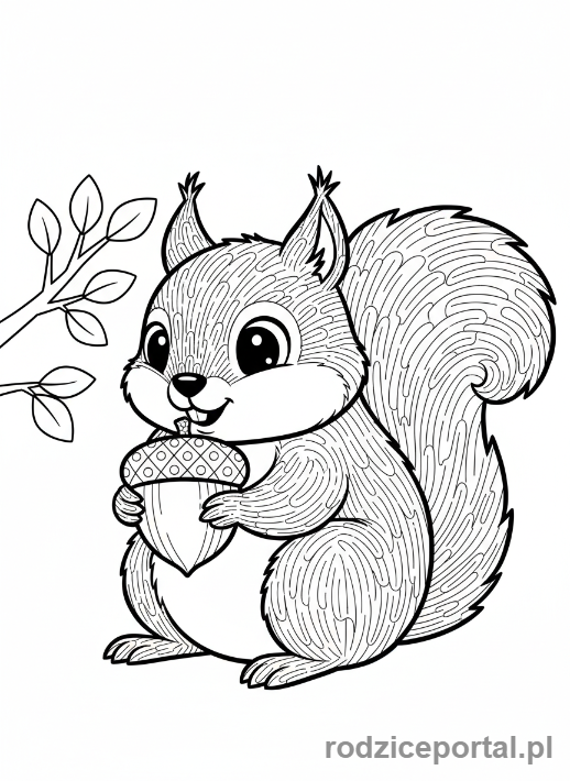 Kolorowanka Wiewiórka - Wiewiórka jedząca orzech