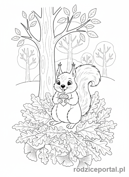 Kolorowanka Wiewiórka - Wiewiórka w lesie
