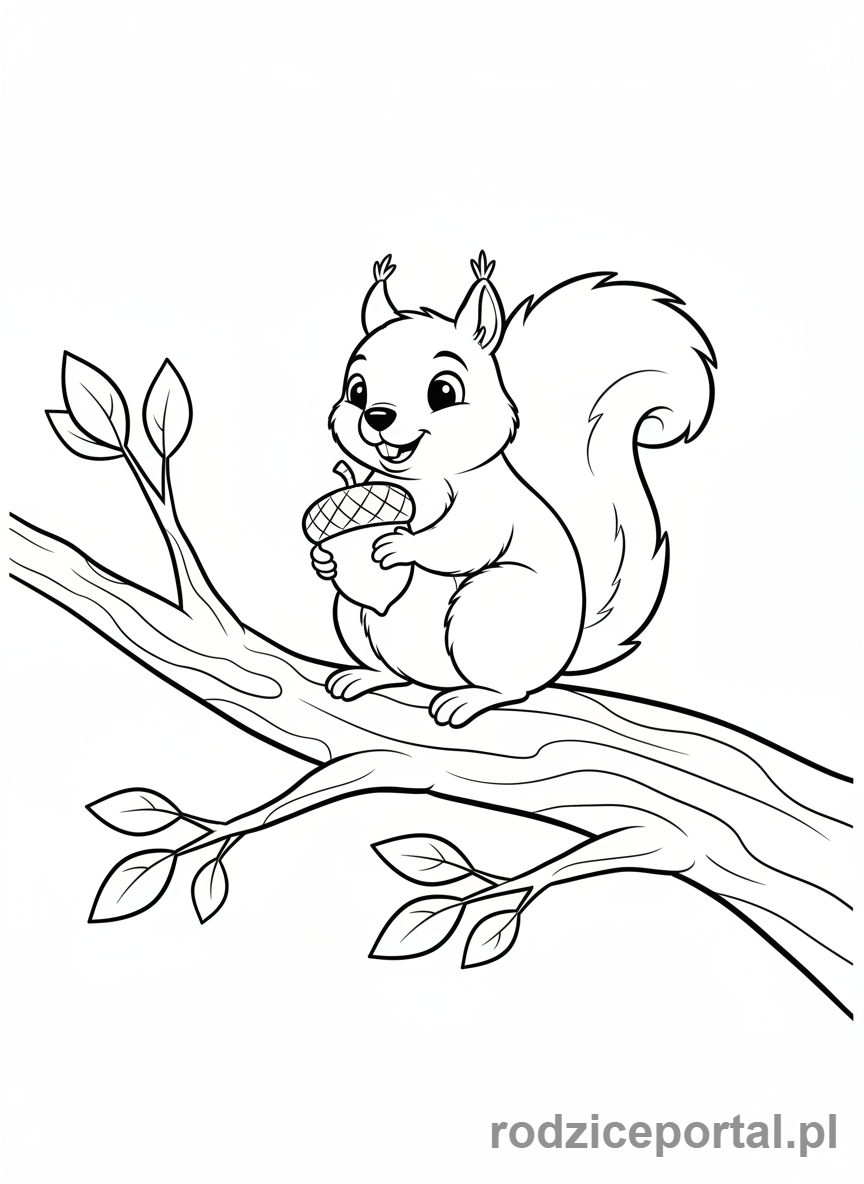 Kolorowanka Wiewiórka - Wiewiórka z żołędziem