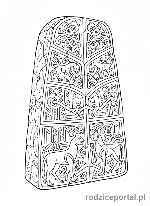 Kolorowanka Wikingowie - Runiczny Kamien