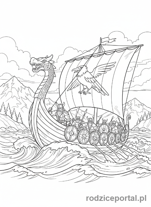 Kolorowanka Wikingowie - Statek Wikingow