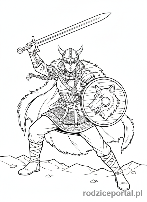 Kolorowanka Wikingowie - Tarczo-dziewica