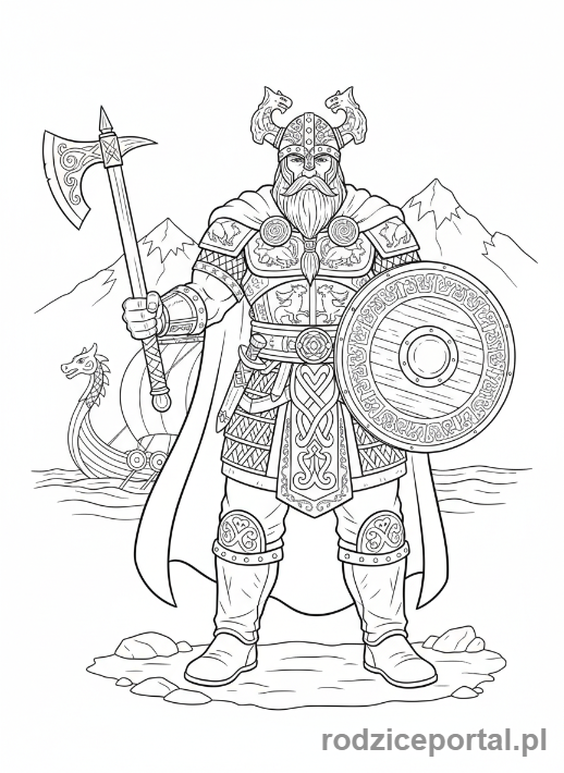 Kolorowanka Wikingowie - Wiking Wojownik