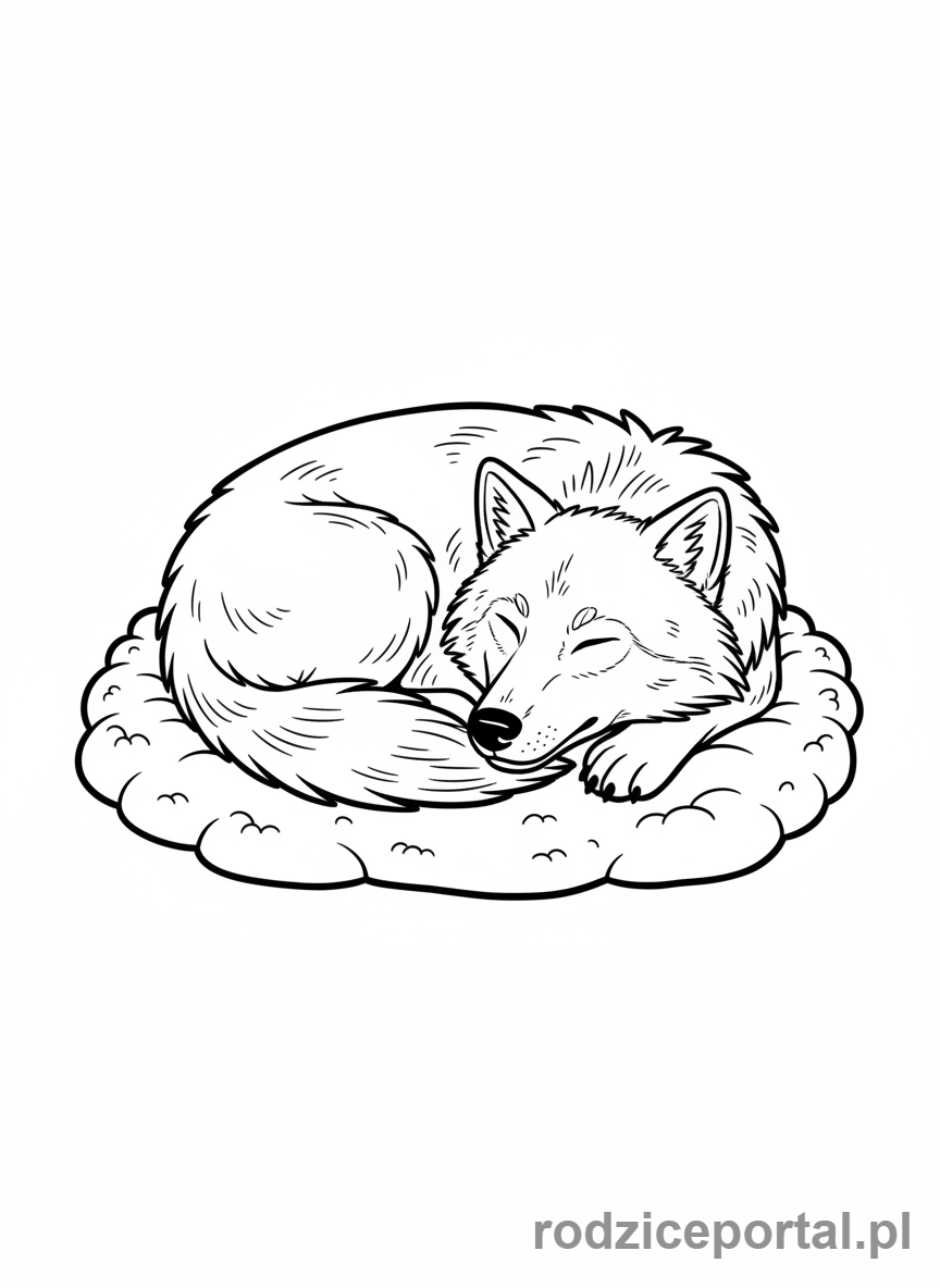 Kolorowanka Wilk - Śpiący wilk