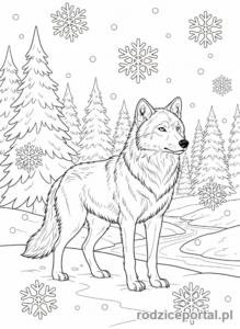 Kolorowanka Wilk - Wilk w zimie