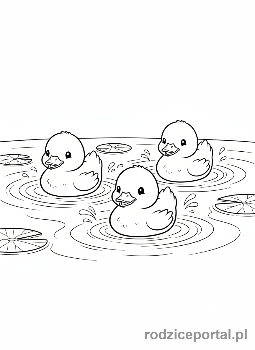 Kolorowanka Wiosenne - Kaczątka pływające