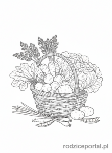 Kolorowanka Wiosenne - Kosz z warzywami