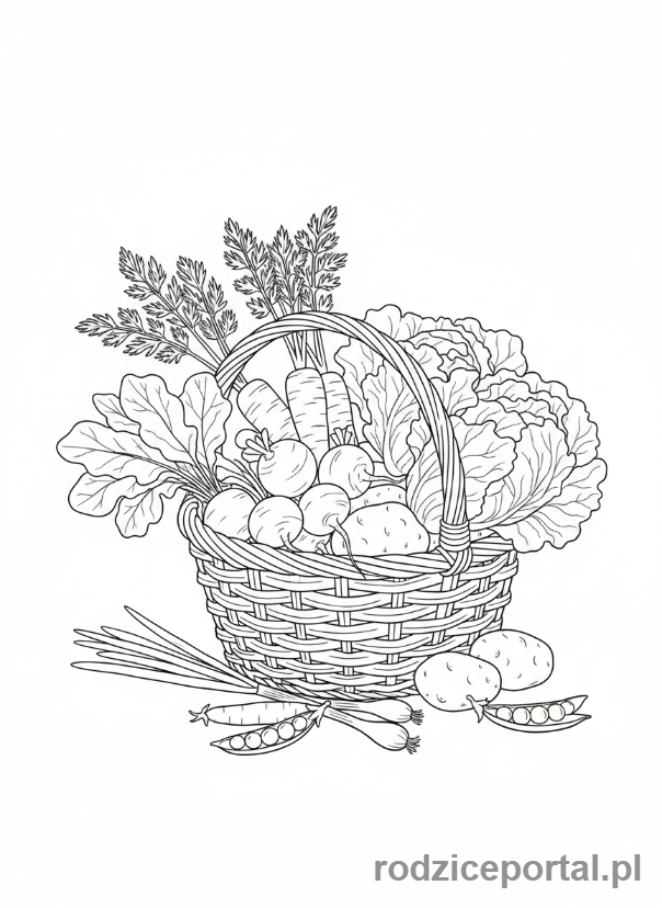Kolorowanka Wiosenne - Kosz z warzywami