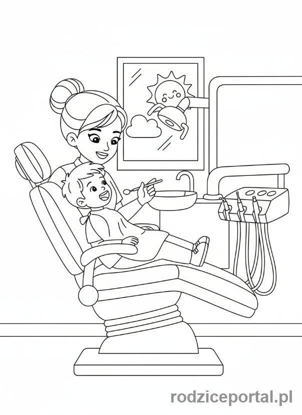Kolorowanka Wizyta U Dentysty - Dziecko u dentysty