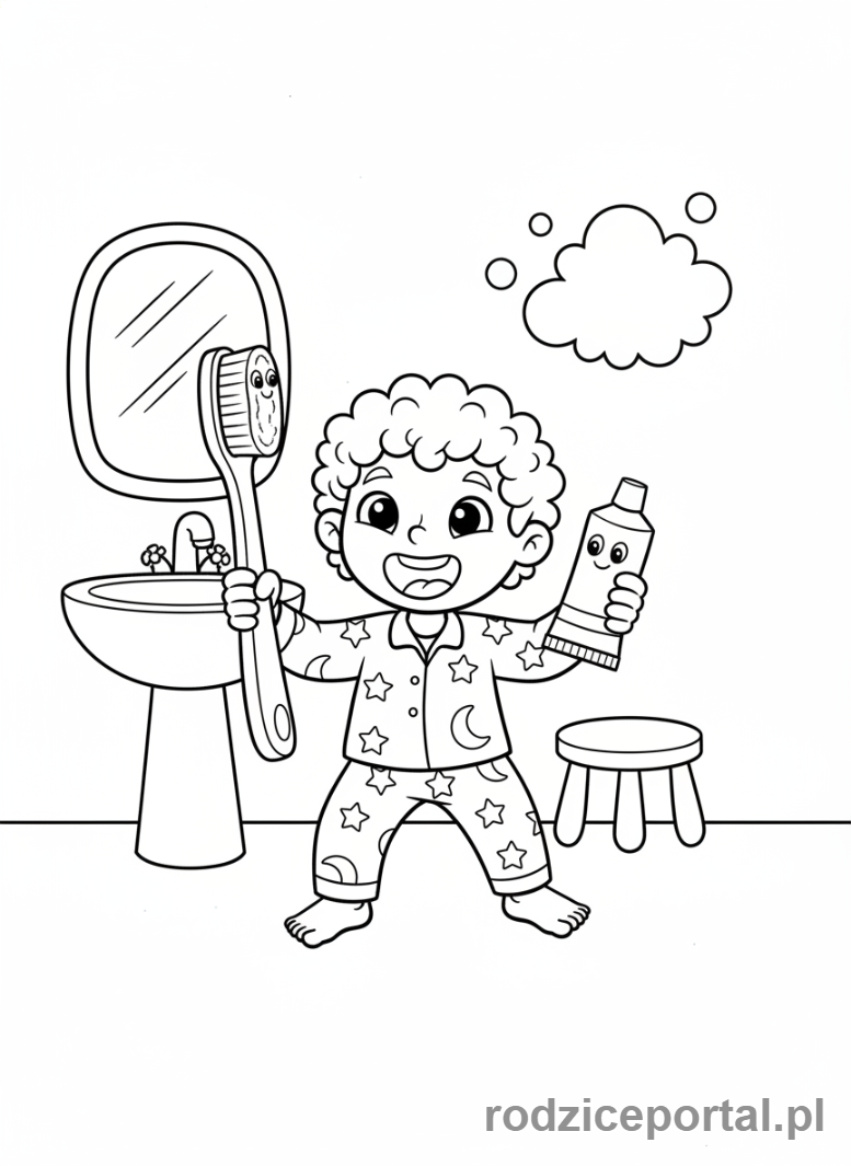 Kolorowanka Wizyta U Dentysty - Nowa szczoteczka