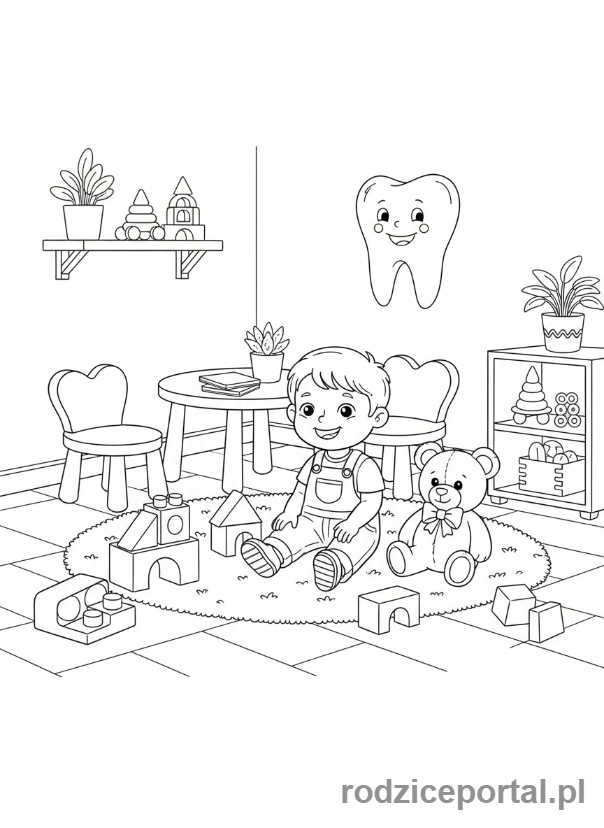 Kolorowanka Wizyta U Dentysty - Poczekalnia