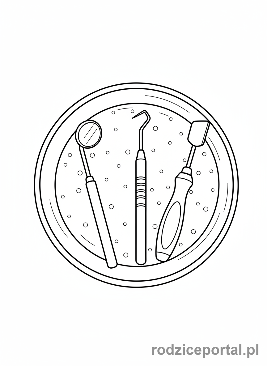 Kolorowanka Wizyta U Dentysty - Sprzęt dentystyczny