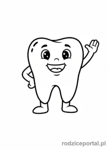 Kolorowanka Wizyta U Dentysty - Wesoły ząbek