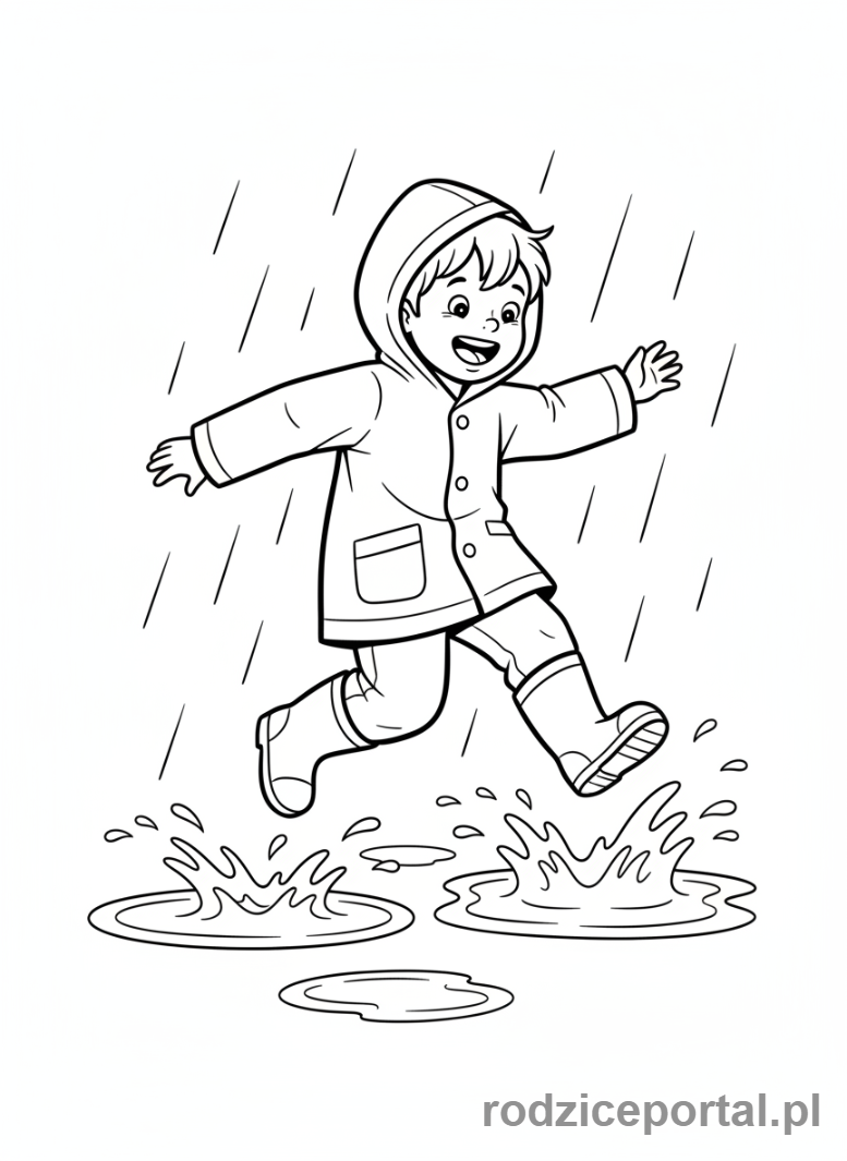Kolorowanka Woda - Dziecko w deszczu