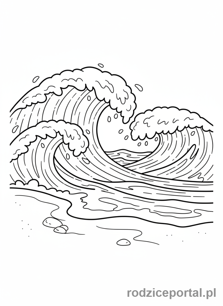 Kolorowanka Woda - Fale oceanu