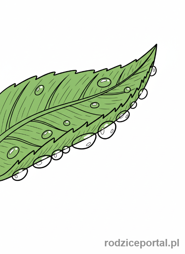 Kolorowanka Woda - Krople wody na liściu