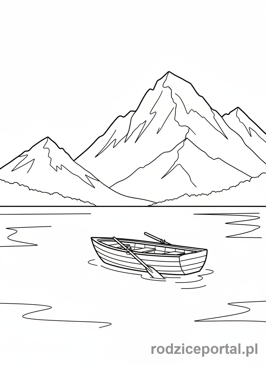 Kolorowanka Woda - Łódź na jeziorze