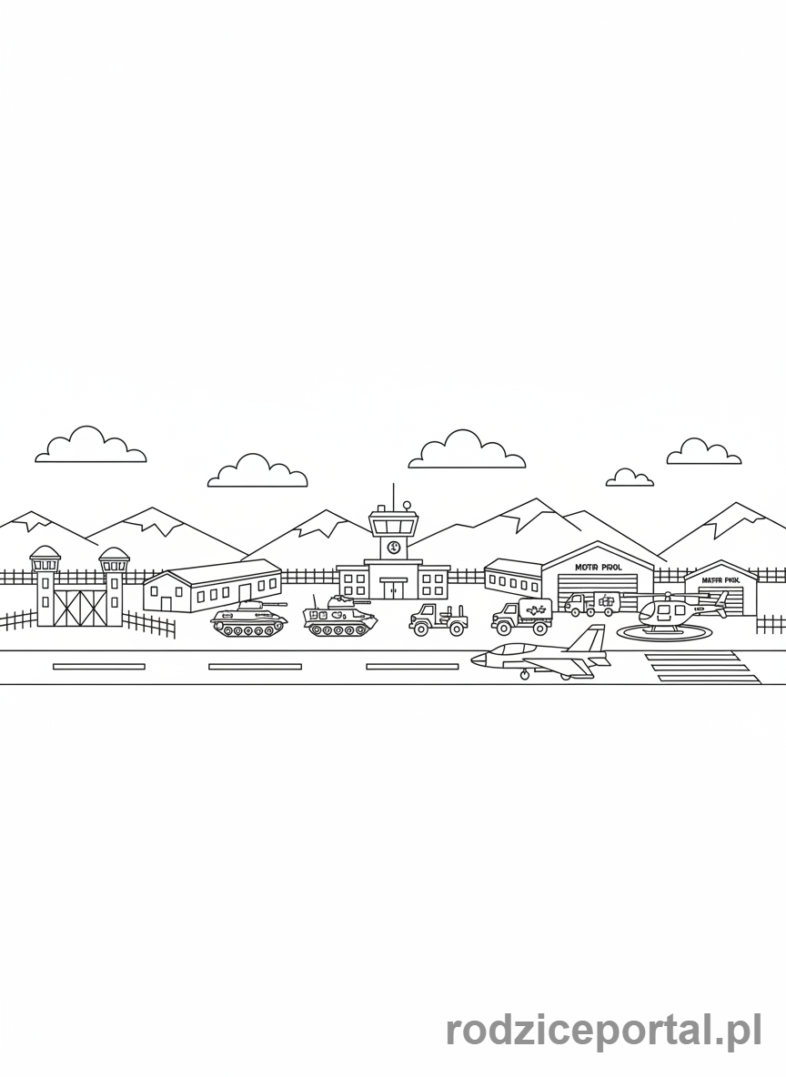 Kolorowanka Wojsko - Baza wojskowa