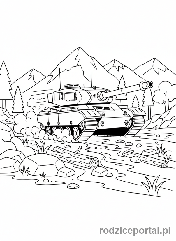 Kolorowanka Wojsko - Czolg wojskowy