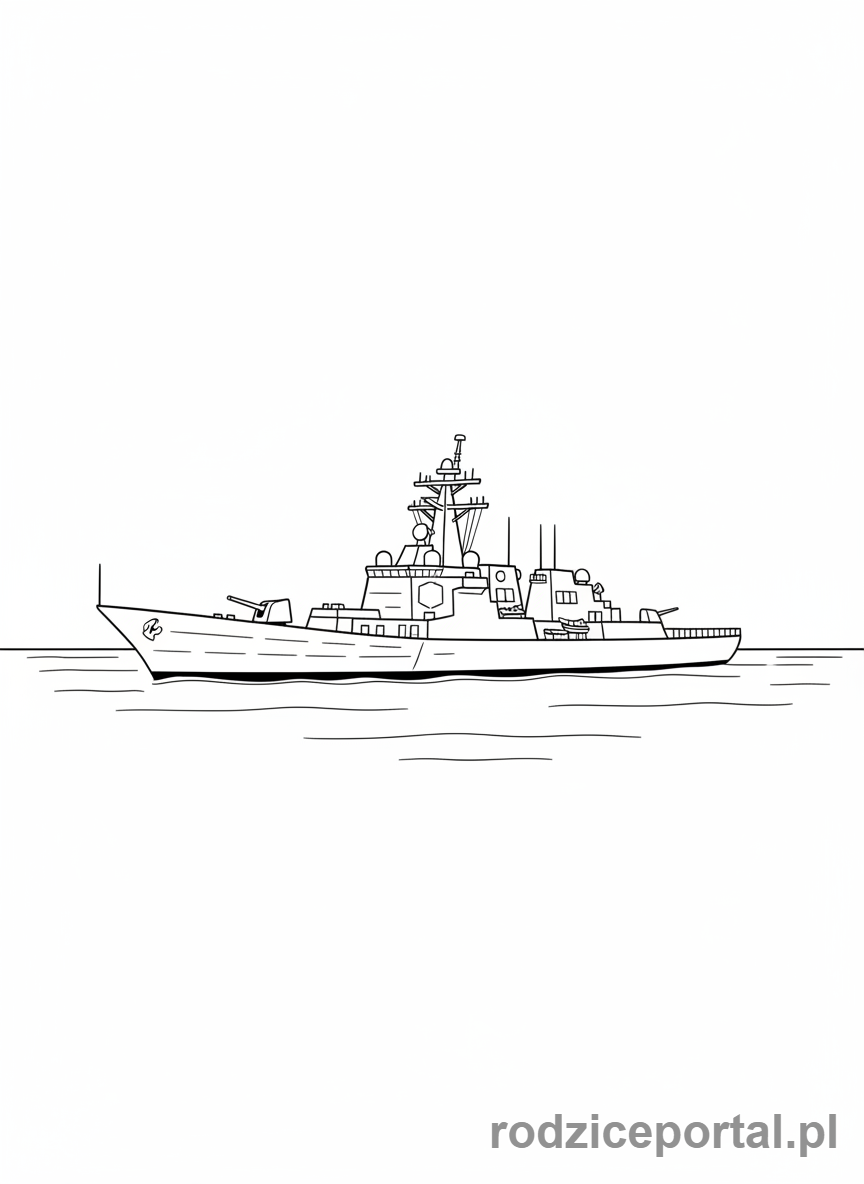 Kolorowanka Wojsko - Okret wojenny
