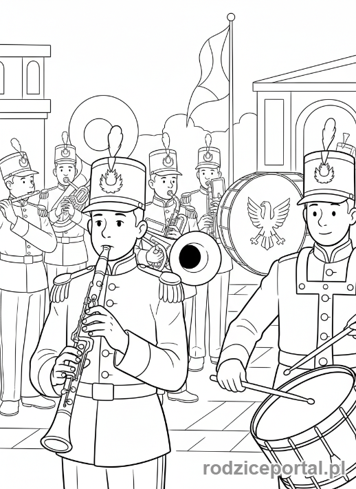 Kolorowanka Wojsko - Orkiestra wojskowa