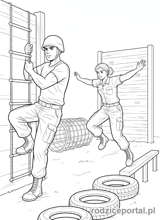 Kolorowanka Wojsko - Trening rekrutow